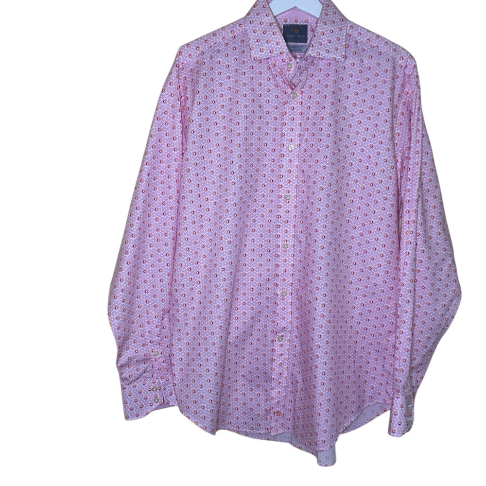 Thomas Dean Pink Casual Button Down Shirt